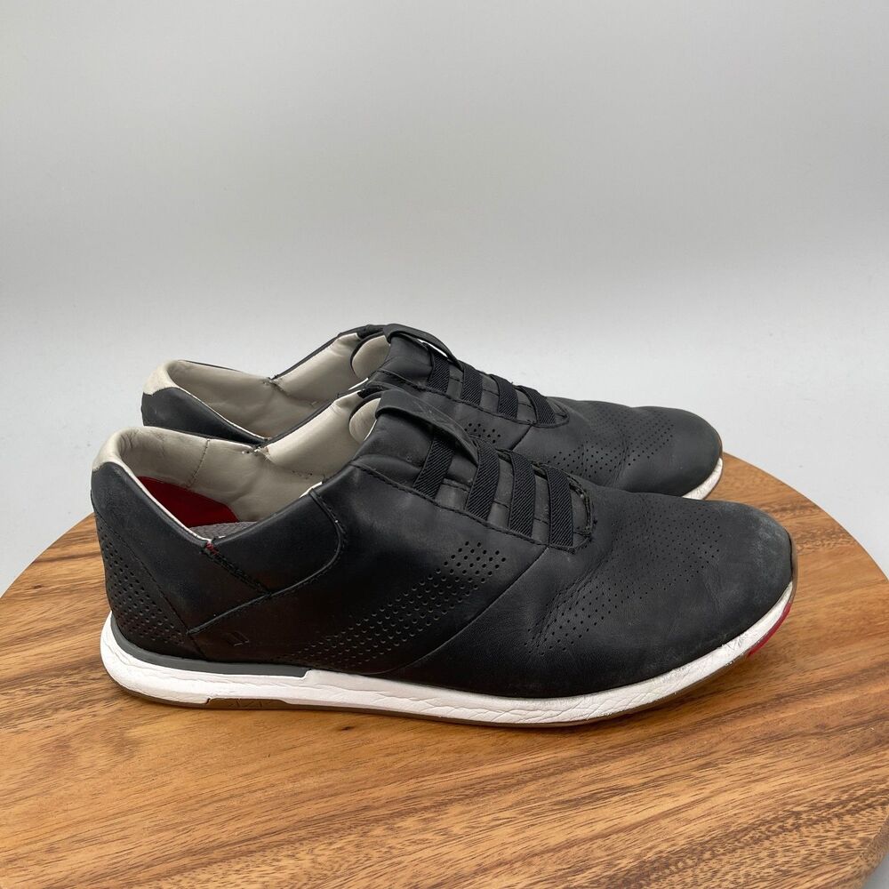 Kizik Boston Shoes Mens Size 12 M Black Leather Slip On Casual Comfort Sneakers